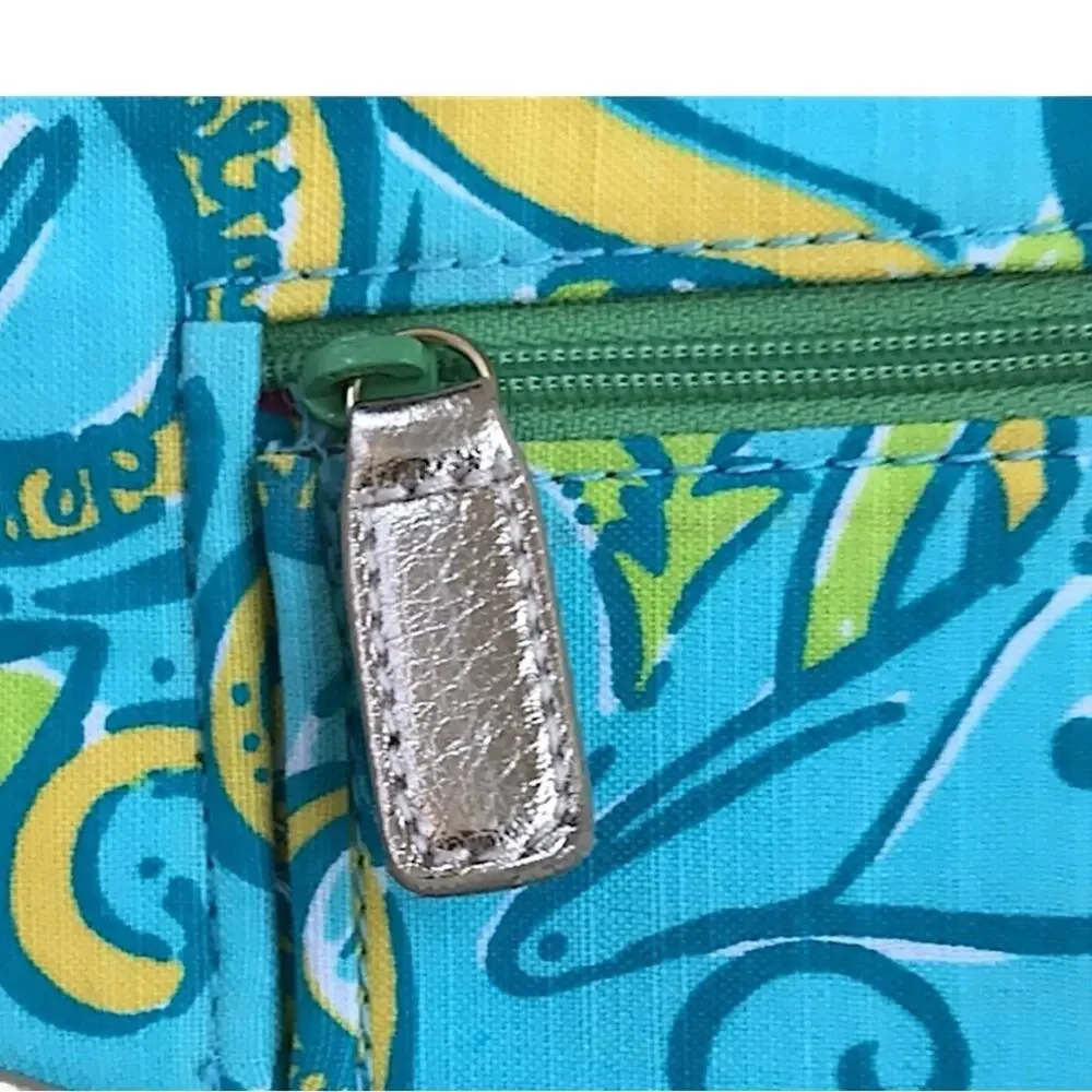 LILLY PULITZER ORIGINAL AQUA, YELLOW & GREEN ZIP WALLET